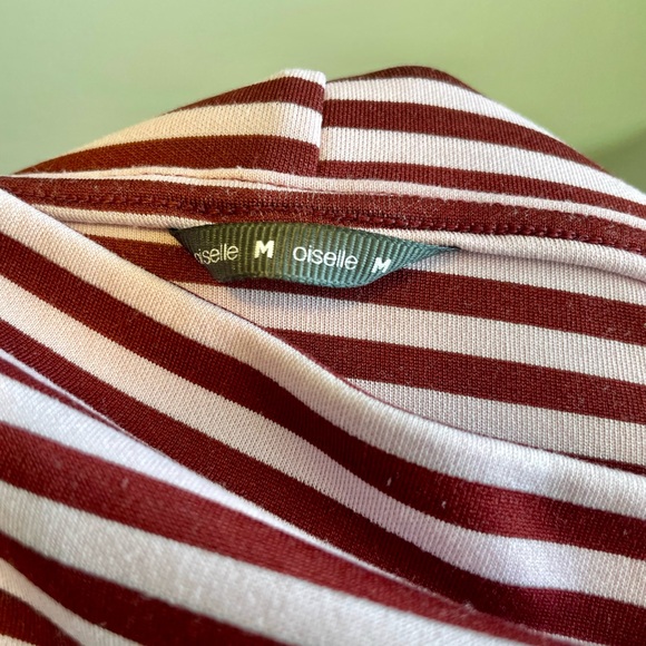 Oiselle Big Stripe Mock Neck Top - Medium - Picture 3 of 5